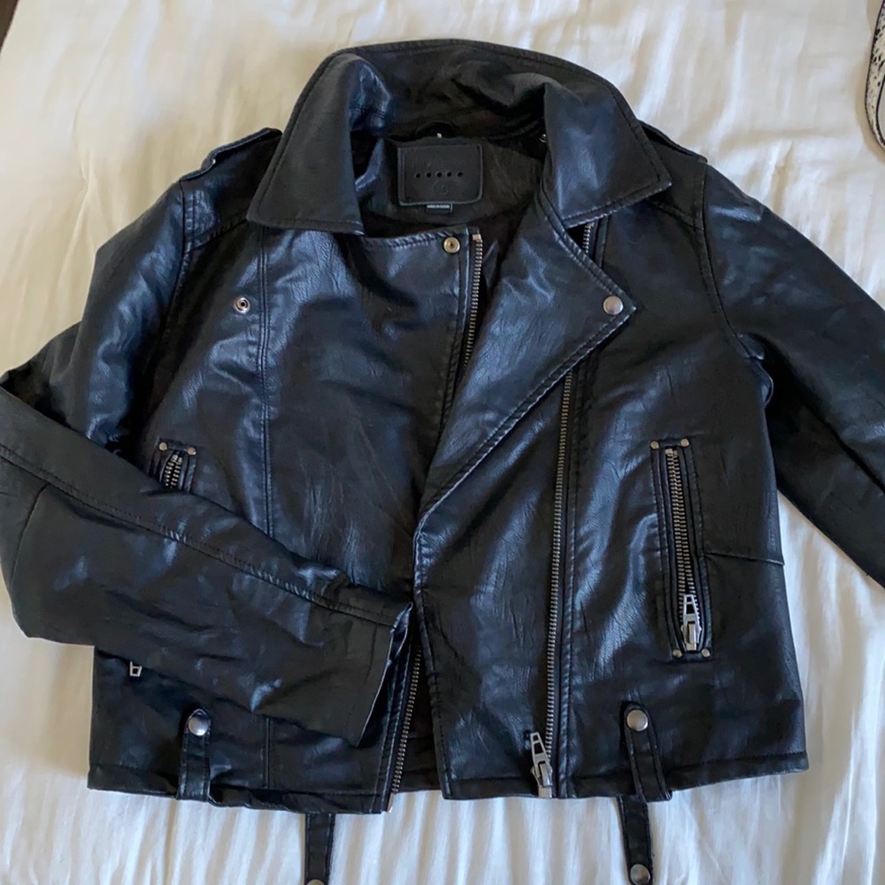 BLANKNYC Leather Jacket with Removable Hood